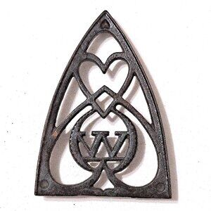 VERY RARE Antique Cast Iron Trivet Heart Design & Letter With 3, 1/2-Inch Legs